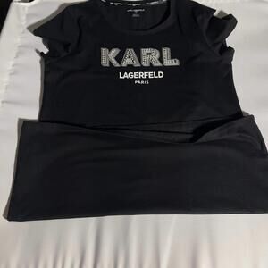Karl Lagerfeld Paris Black Mini Dress XL 95%Cotton Women Dress new without tag